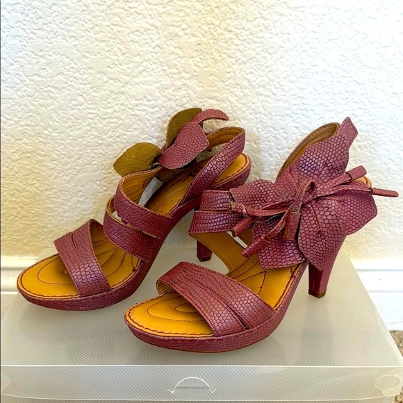 Mauve Strappy Snakeskin Heals by Born Crown - Picture 1 of 9